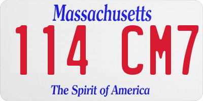 MA license plate 114CM7