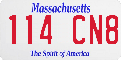MA license plate 114CN8