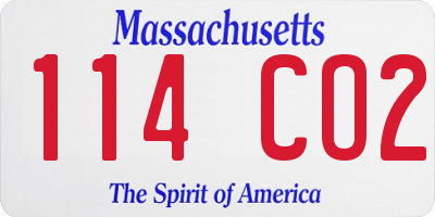 MA license plate 114CO2
