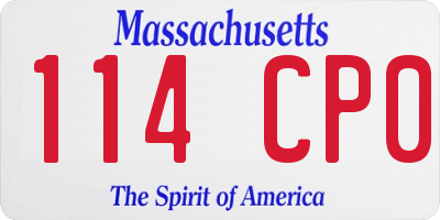 MA license plate 114CP0