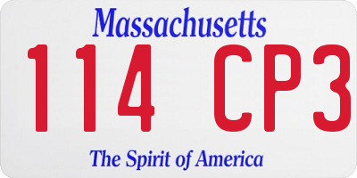 MA license plate 114CP3