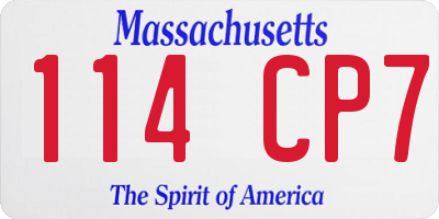MA license plate 114CP7