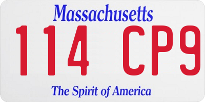 MA license plate 114CP9