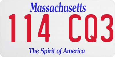 MA license plate 114CQ3