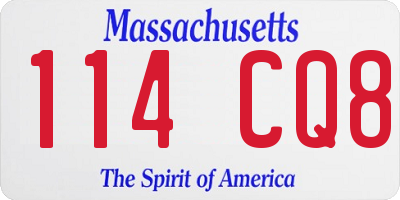 MA license plate 114CQ8