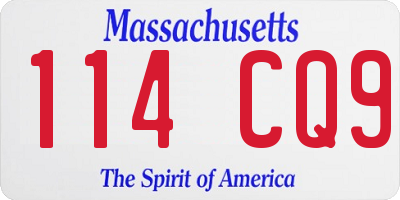MA license plate 114CQ9