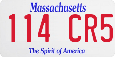 MA license plate 114CR5