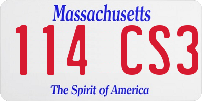 MA license plate 114CS3