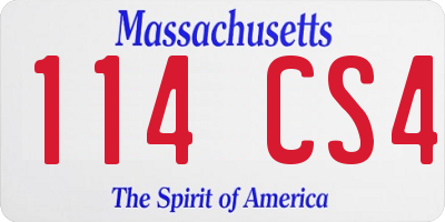 MA license plate 114CS4