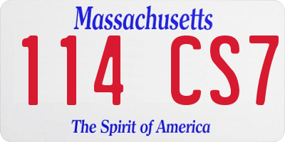 MA license plate 114CS7