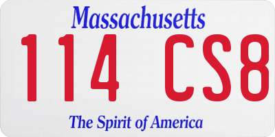 MA license plate 114CS8