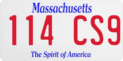 MA license plate 114CS9