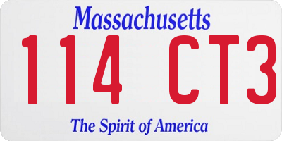 MA license plate 114CT3