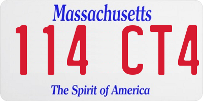 MA license plate 114CT4