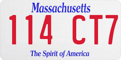 MA license plate 114CT7