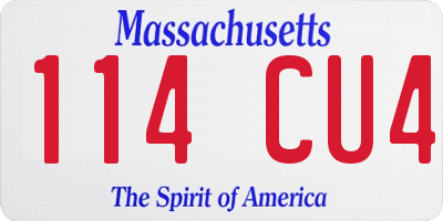 MA license plate 114CU4