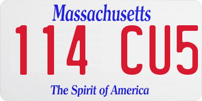 MA license plate 114CU5
