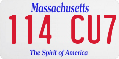 MA license plate 114CU7