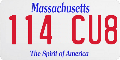 MA license plate 114CU8