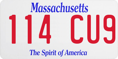 MA license plate 114CU9
