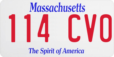 MA license plate 114CV0