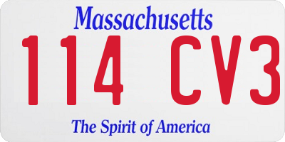 MA license plate 114CV3