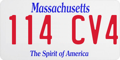 MA license plate 114CV4