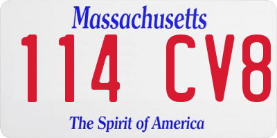 MA license plate 114CV8