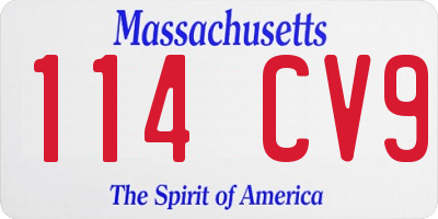 MA license plate 114CV9