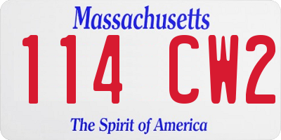 MA license plate 114CW2