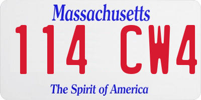 MA license plate 114CW4