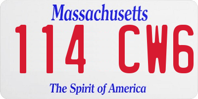 MA license plate 114CW6