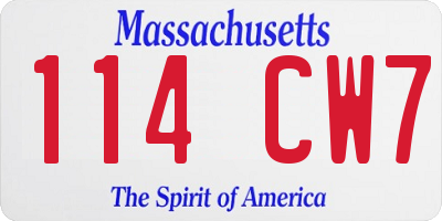 MA license plate 114CW7