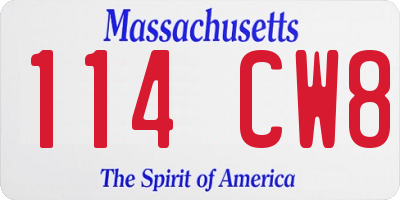 MA license plate 114CW8