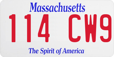 MA license plate 114CW9
