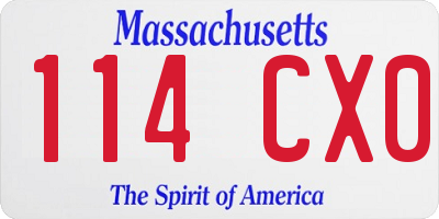 MA license plate 114CX0