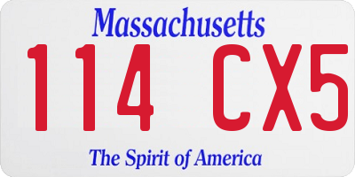 MA license plate 114CX5