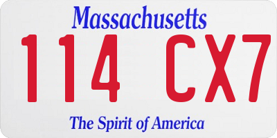 MA license plate 114CX7