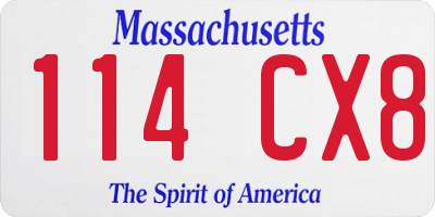 MA license plate 114CX8