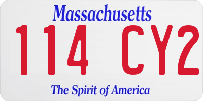 MA license plate 114CY2