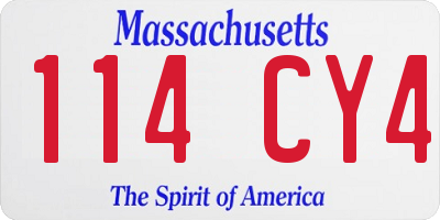 MA license plate 114CY4