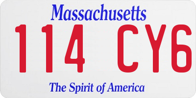 MA license plate 114CY6