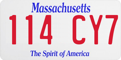 MA license plate 114CY7