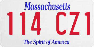 MA license plate 114CZ1