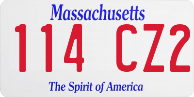 MA license plate 114CZ2