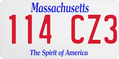 MA license plate 114CZ3