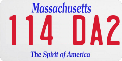 MA license plate 114DA2