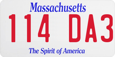 MA license plate 114DA3