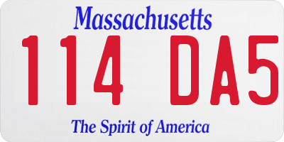 MA license plate 114DA5