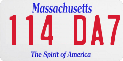 MA license plate 114DA7